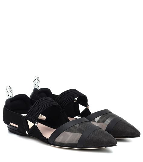 fendi colibrì mesh slingback black flats